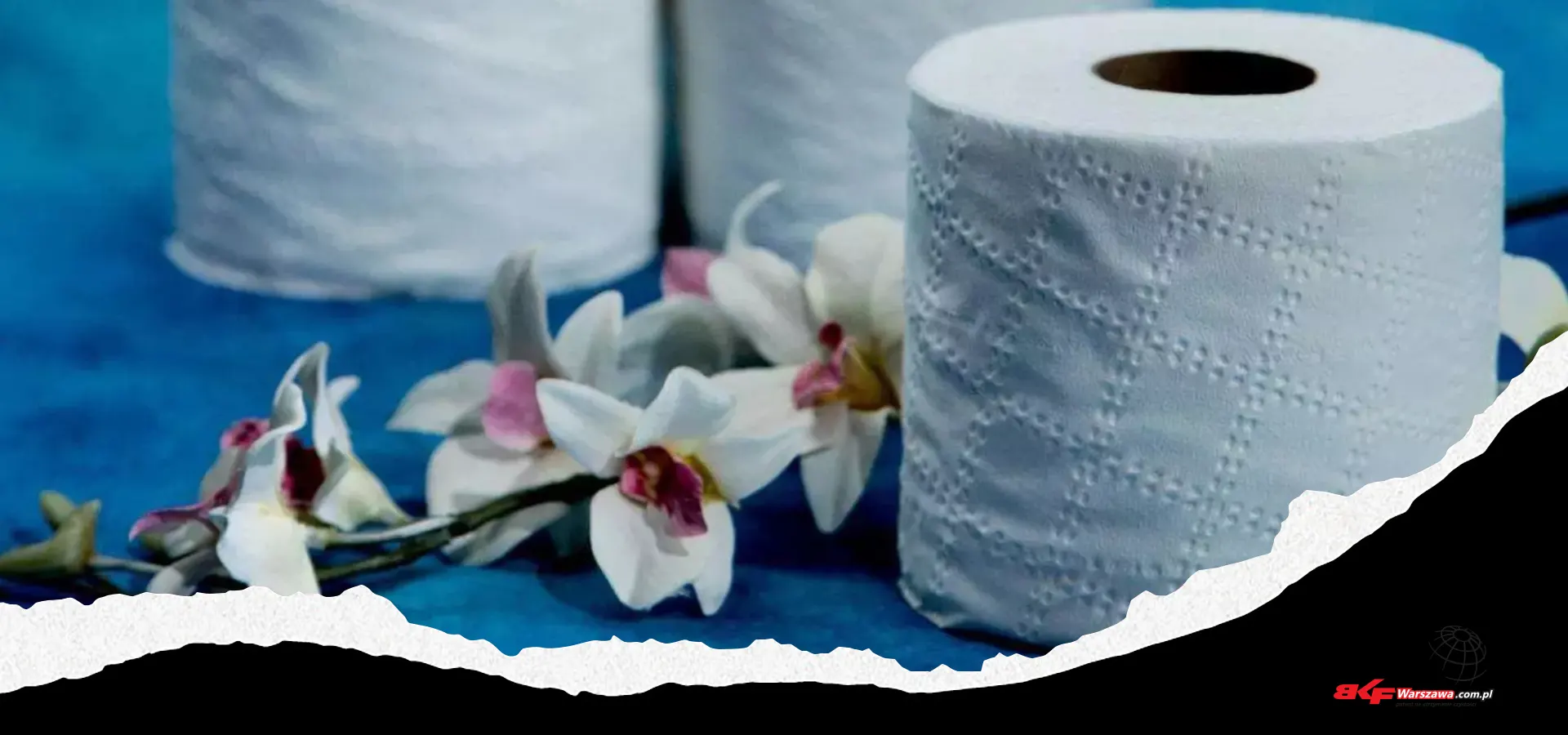 biały papier toaletowy z kwiatem