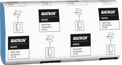 Katrin Ręczniki papierowe składane „V” Katrin Basic Hand Towel Zig Zag Blue